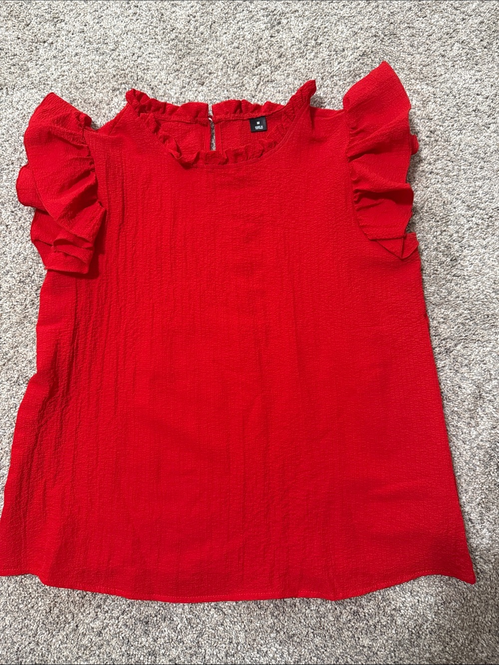 Red Ruffle Sleeve Top